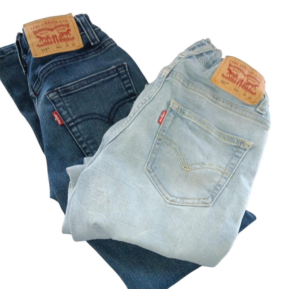 Levis Jeans For Girls Two Pair Adjustable Waist Size 8